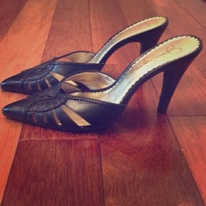Size 7.5 black mule heels (3”). Great condition!